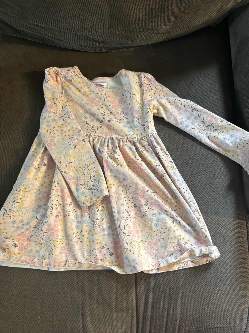 Tommy Bahama Girls Floral Long Sleeve Dress in Pastel Pink, Blue, Yellow